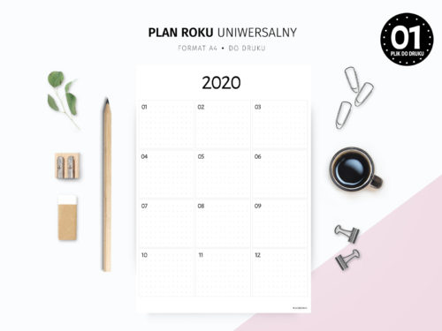 Uniwersalny Plan Roku Do Druku Karty Pracy I Planery Do Druku Sklep Internetowy