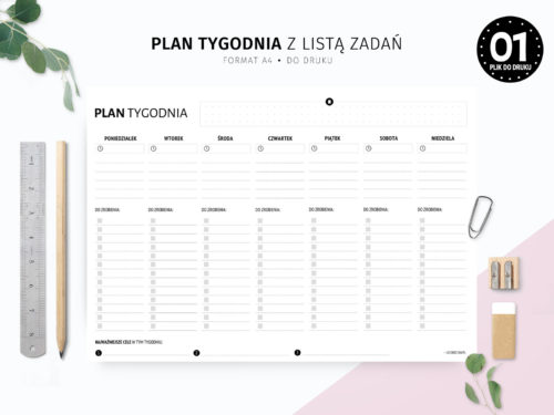 Plan tygodnia z listą zadań do druku