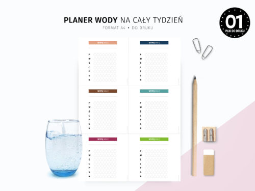 Planer picia wody 6 kolorów do druku