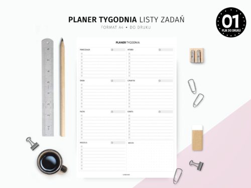 Planer tygodnia z listami zadań