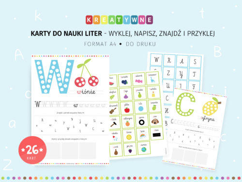 Karty do nauki liter - wyklej, napisz, znajdź i przyklej