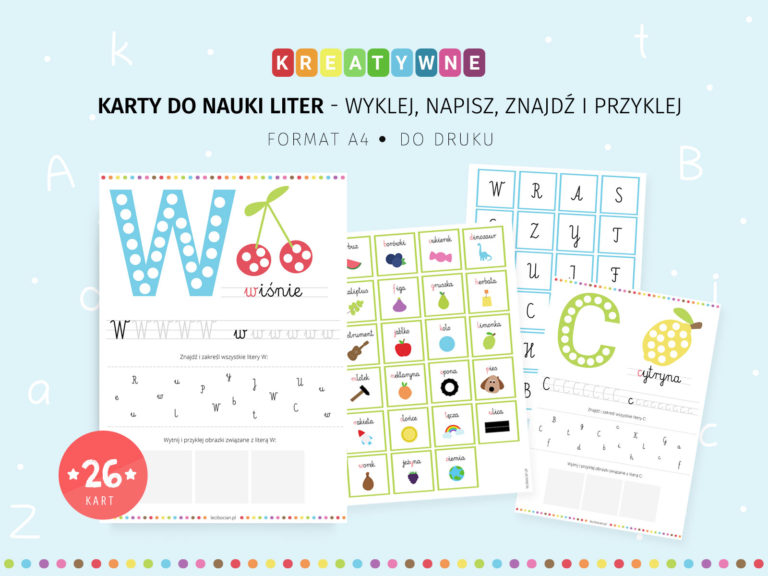 Karty Z Literami Do Wydruku Wklejki do zeszytu do pobrania i druku