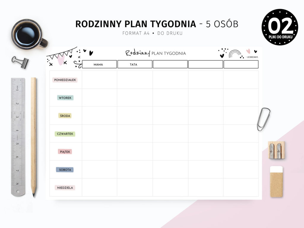 Planery Tygodniowe Do Druku Plan Tygodnia Do Wydrukowania Pdf