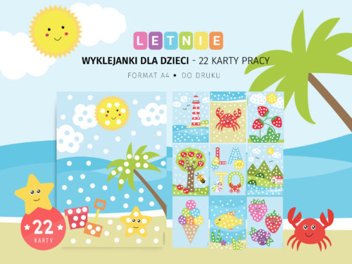 Letnie wyklejanki - 22 karty pracy do druku