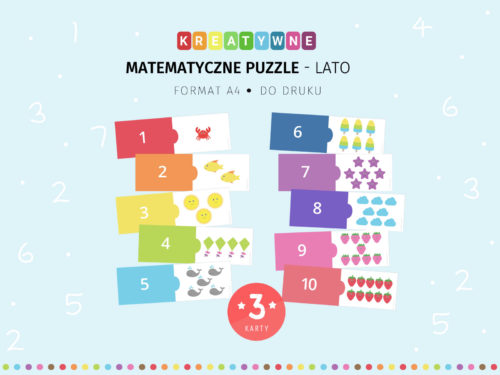 Letnie matematyczne puzzle - 3 karty do druku