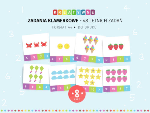 Zadania klamerkowe do druku - 48 letnich zadań do liczenia