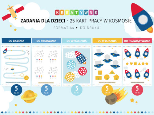 Karty pracy Kosmos - 25 kart pracy do druku