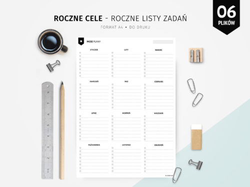 Roczne listy zadań - 6 planerów do druku