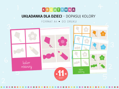 Układanka dla dzieci - Dopasuj kolory - do druku
