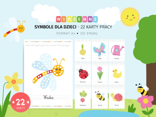 Wiosenne symbole do wyklejania - 22 karty do druku