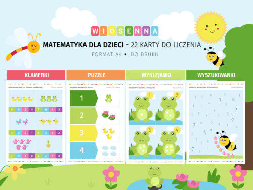 Wiosenna matematyka - 22 karty do liczenia do druku