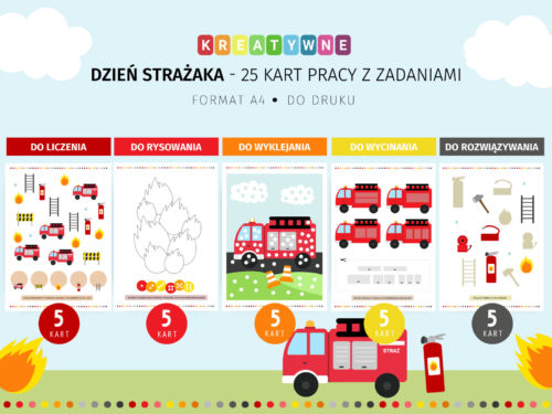 Karty pracy Dzień strażaka - 25 kart pracy do druku