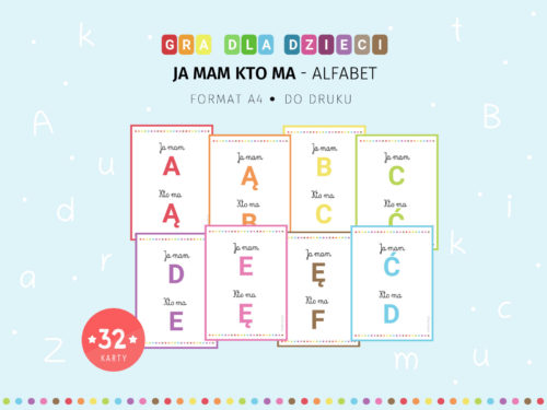 Gra Ja mam kto ma - Alfabet - do druku