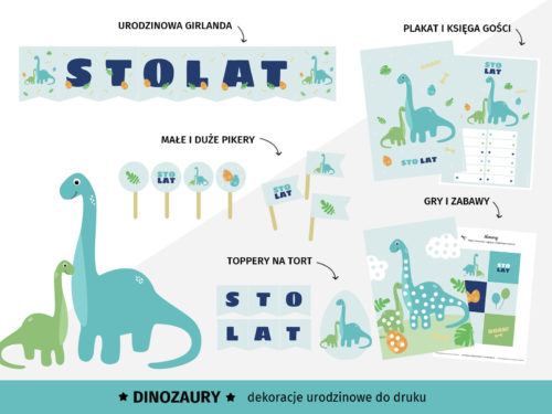 Dinozaury - Dekoracje urodzinowe do druku
