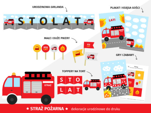 Straż pożarna - Dekoracje urodzinowe do druku