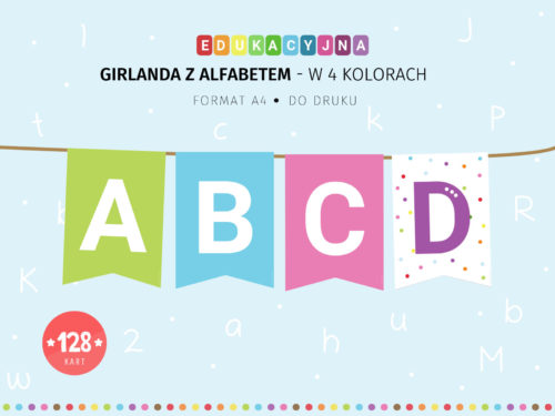 Girlanda z alfabetem w 4 kolorach - do druku