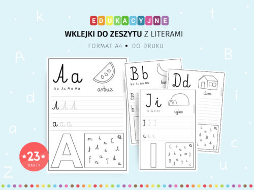 Litery - wklejki do zeszytu z zadaniami do druku