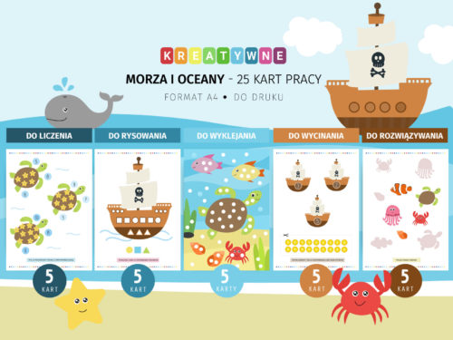 Karty pracy Morza i Oceany - 25 kart pracy do druku