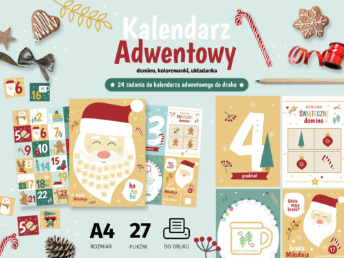 Zadania do kalendarza adwentowego - domino i kolorowanki