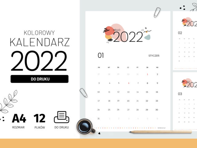 Kalendarz 2022 do druku - kolorowy