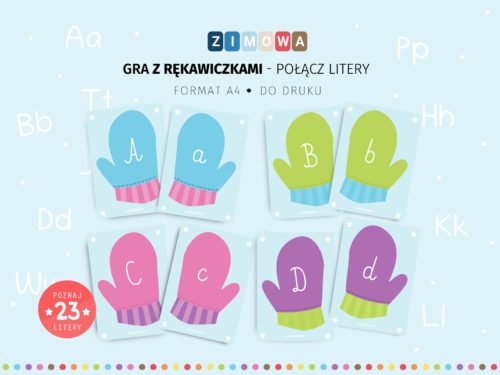 Zimowa gra z rękawiczkami - dopasuj litery