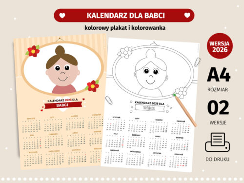 Kalendarz dla babci - do druku