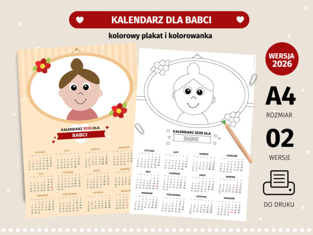 Kalendarz dla babci - do druku