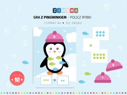 Gra z pingwinkiem - policz rybki