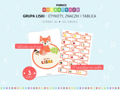 Liski - znaczki przedszkolne do szatni i tabliczka do druku