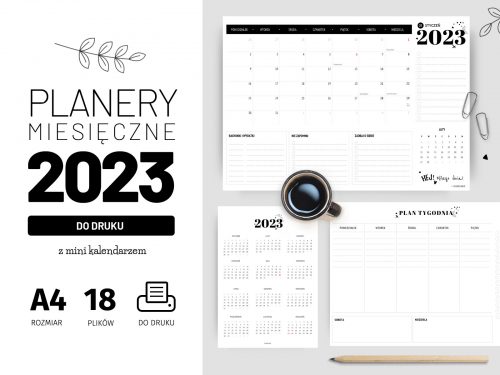Miesięczne planery 2023 do druku