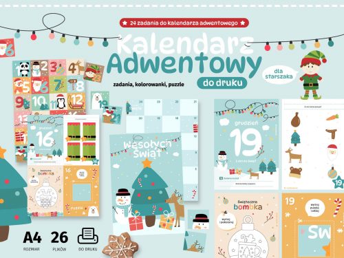 Kalendarz adwentowy do druku - Zadania dla przedszkolaka