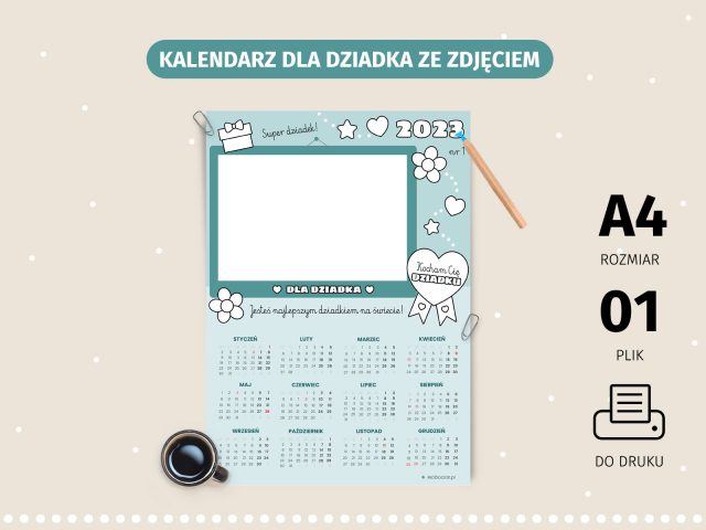 Kalendarz dla dziadka ze zdjęciem - do druku