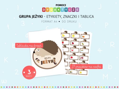 Jeżyki znaczki na szafki do druku