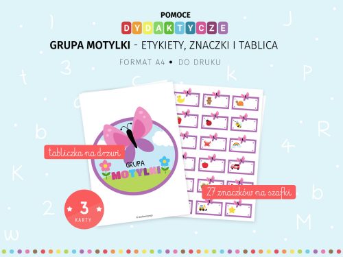Motylki znaczki na szafki do druku