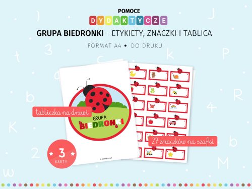 Biedronki znaczki na szafki do druku