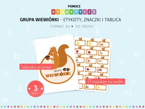 Wiewiórki znaczki na szafki do druku