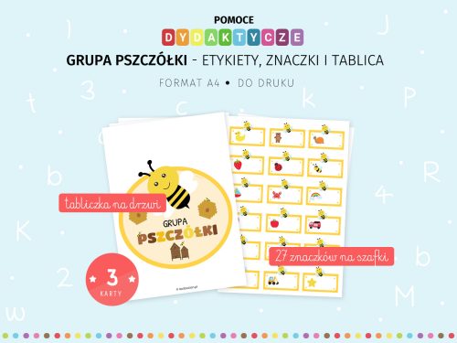 Pszczółki znaczki na szafki do druku