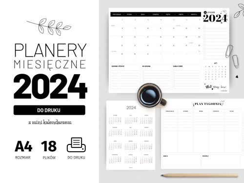 Miesięczne planery 2024 do druku