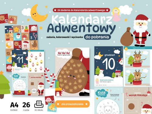 Kalendarz adwentowy - zadania i kolorowanki