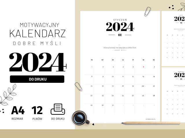 Kalendarz 2024 Dobre myśli – do druku