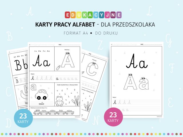 Karty pracy Alfabet dla przedszkolaka - do druku