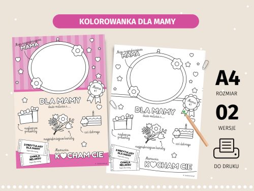 Kolorowanka na Dzień Matki do druku