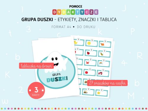 Duszki znaczki na szafki do druku