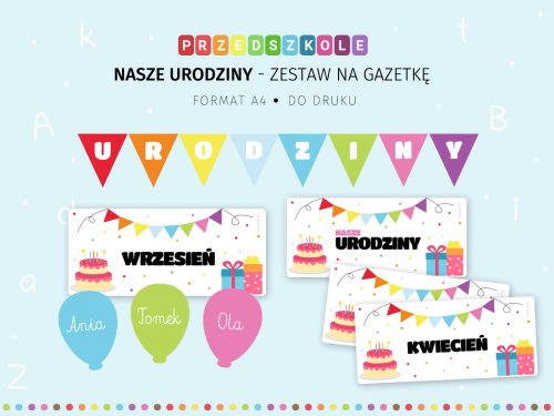 Urodziny - zestaw na gazetkę do druku