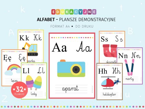 Plansze demonstracyjne Alfabet - 32 karty do druku