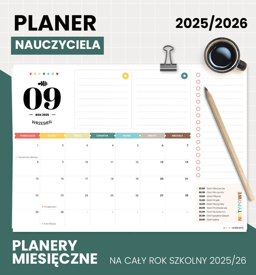 Miesięczne planery nauczyciela na rok szkolny 2025/2026