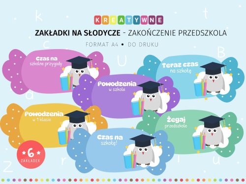 Zakładki na słodycze - zakończenie przedszkola do druku