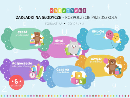 Zakładki na słodycze - rozpoczęcie przedszkola do druku