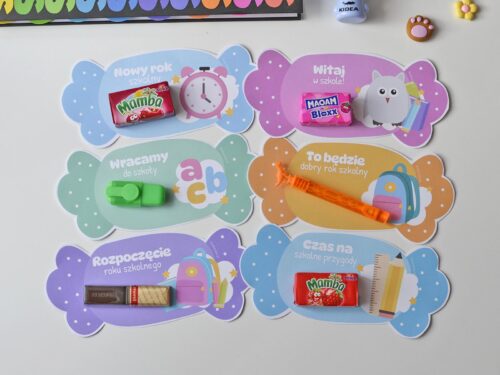 Zakładki na słodycze - rozpoczęcie roku do druku