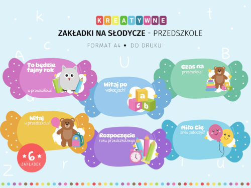 Zakładki na słodycze - przedszkole do druku